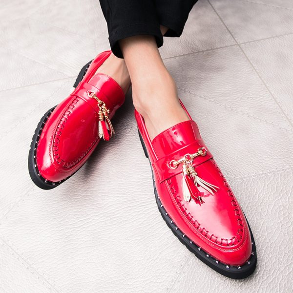 Men's Casual Pointed Creative Solid Color Leather Shoes - Image 3