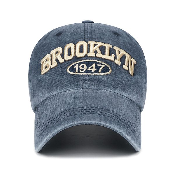 Spring And Summer Sun Protection Men's Retro Washed Letters Embroidered Peaked Cap - Image 3