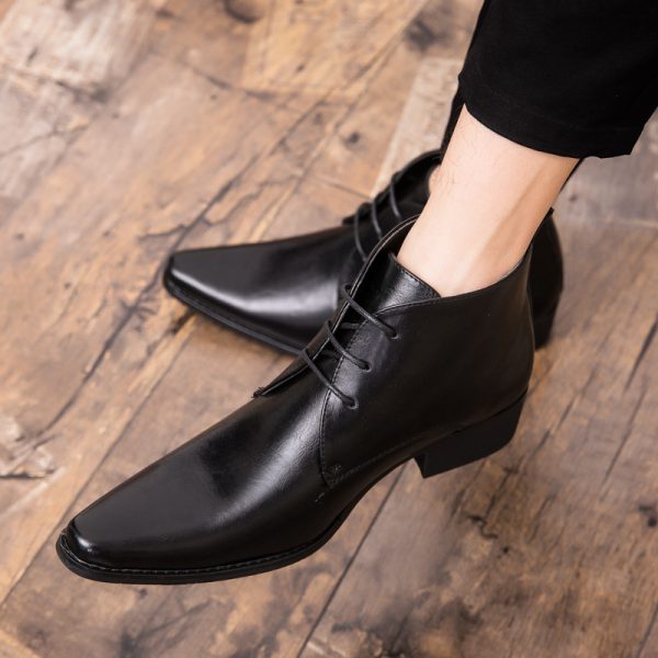 British Men High-top Leather Shoes Pointed Toe - Image 6
