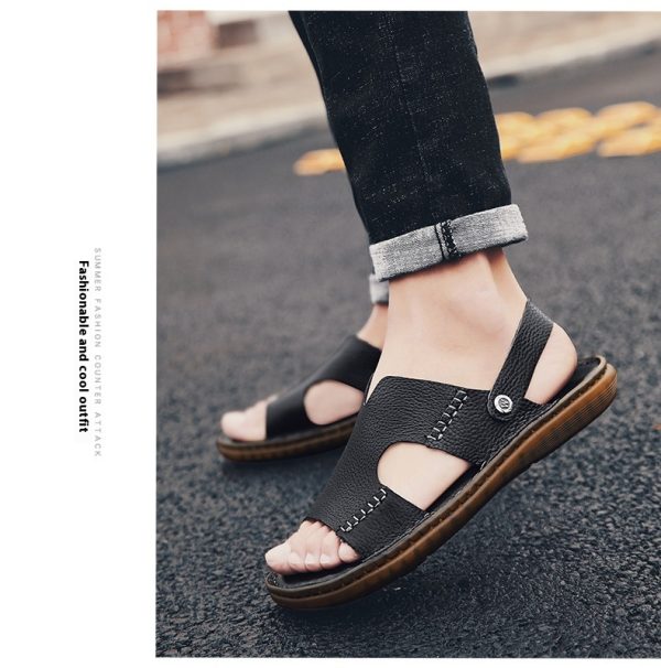 Men's Sandals Dual-use Cowhide Soft Bottom Beach Shoes - Image 5