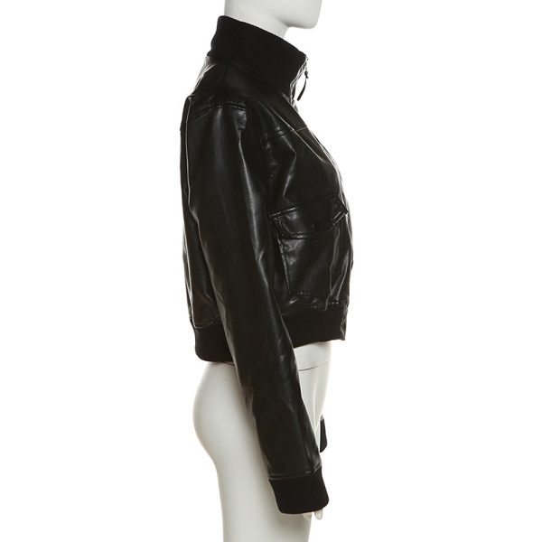 Loose Street Style Stand Up Collar Long Sleeved Jacket - Image 4