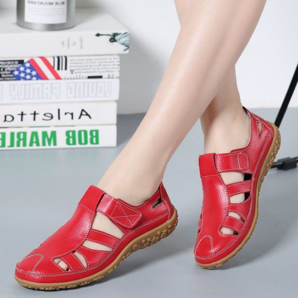 Summer Handmade Retro Soft Sole Leather Velcro Casual Women's Shoes - Image 4