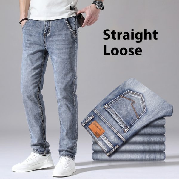 Retro Thin Jeans Straight Loose Casual Trousers Men - Image 2