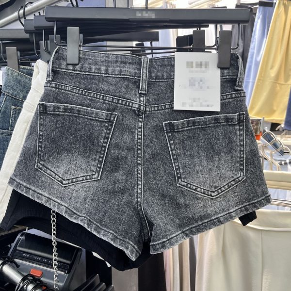 Brushed White High Waist Slim Fit Small Denim Shorts - Image 5