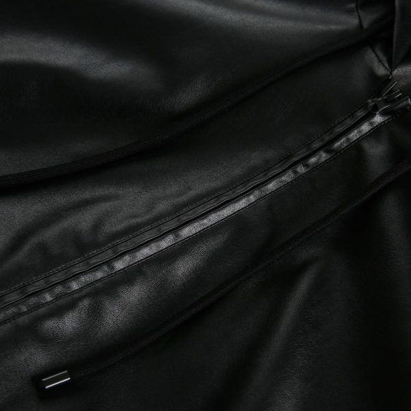 Men's American-style Retro Simple Hooded Leather Coat Jacket - Image 3