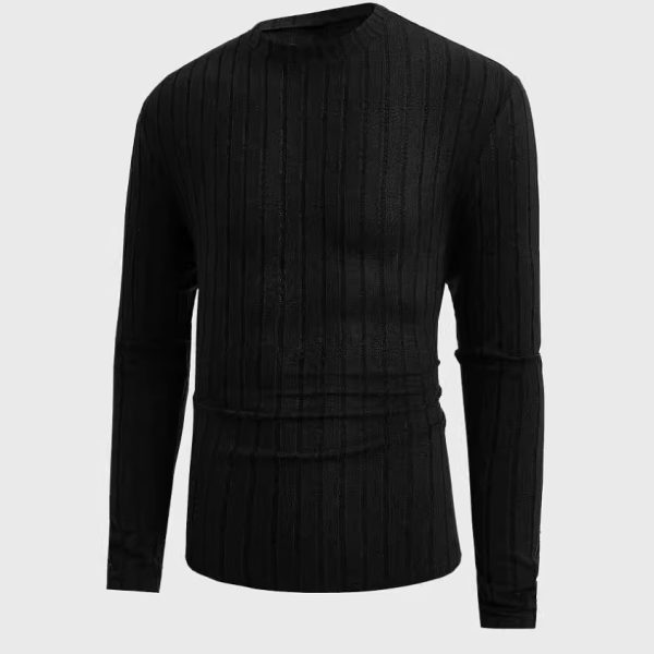 Casual Solid Color Round Neck Pullover Long-sleeved T-shirt - Image 2