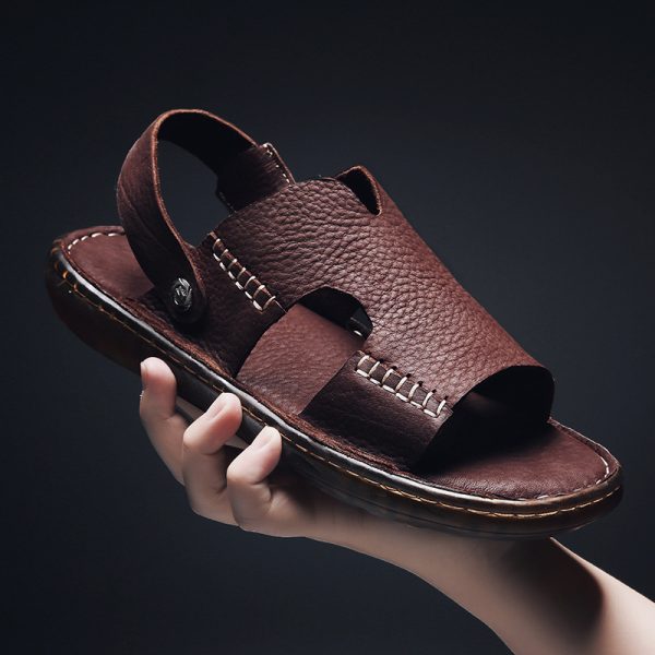 Men's Sandals Dual-use Cowhide Soft Bottom Beach Shoes - Image 3