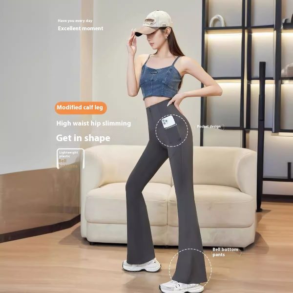High Waist High Elastic Shark Pants Outer Wear Leggings - Image 4