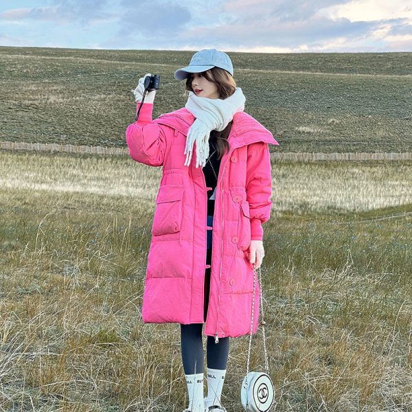 Below The Knee Korean Style Fashion Loose Cotton Coat - Image 4