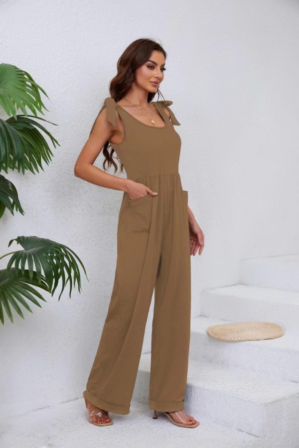 Women's Pocket Lace-up Wide-leg Jumpsuit - Image 3