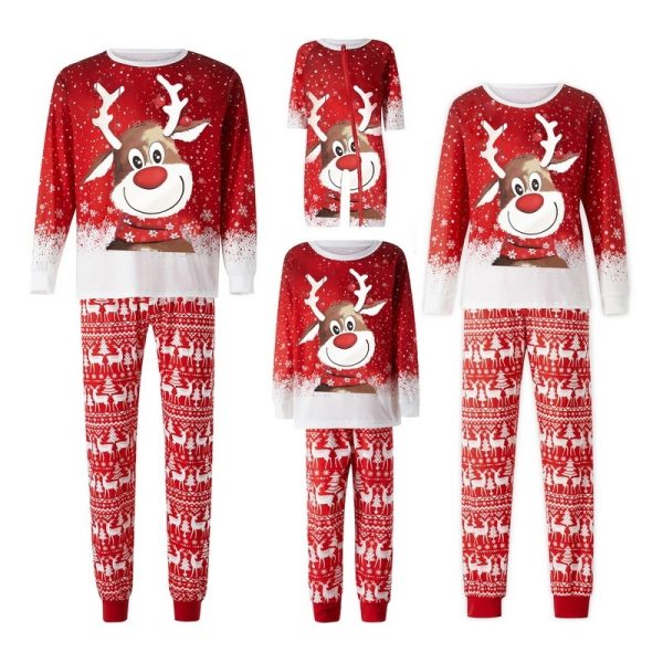 Parent-Child Two-piece Suit Elk Printing Pajamas Suit Homewear - Image 4