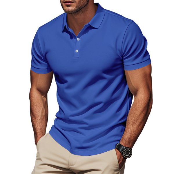Men's Gentleman Loose Breathable Lapels Short Sleeve - Image 3