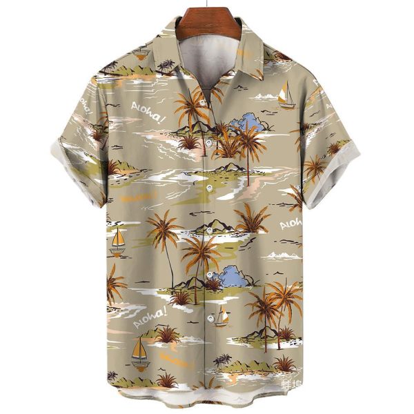 Men Shirts Tea Summer Shirt Top 5xl V-neck Vintage Clot - Image 2