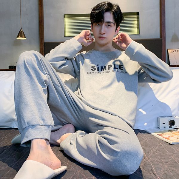 Men's Long Sleeve Cotton Simple Loose Plus Size Pajamas - Image 3