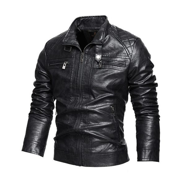 Men's Leather Lapel American Retro Plus Size Leather Jacket - Image 5