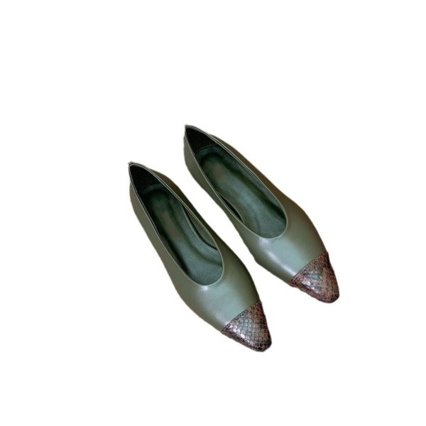 Color Matching Flat Bottom Pumps Retro Loafers One Pedal Shoes - Image 6