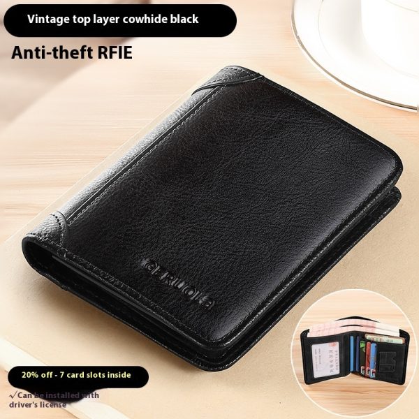 Genuine Leather Anti-theft Swiping Ultra-thin Cheng E Wallet - Image 9
