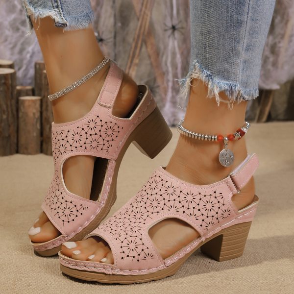 Women's High-heeled Sandals Plus Size Thick-soled Peep Toe Sandals - Image 3