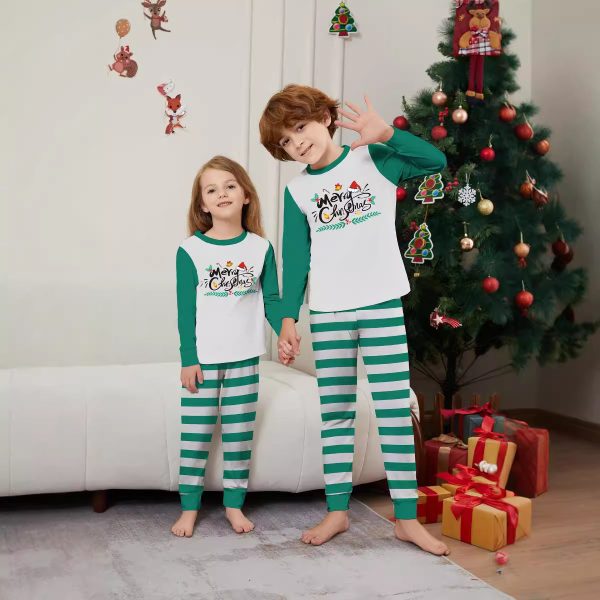 Parent-Child Christmas Suit Blue And White Striped Letters - Image 3