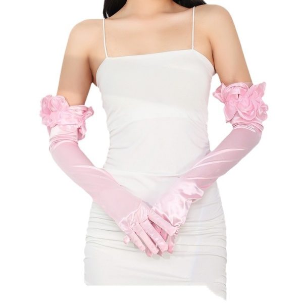 Satin Stretch Long Wedding Dress Etiquette Gloves Elegant - Image 7