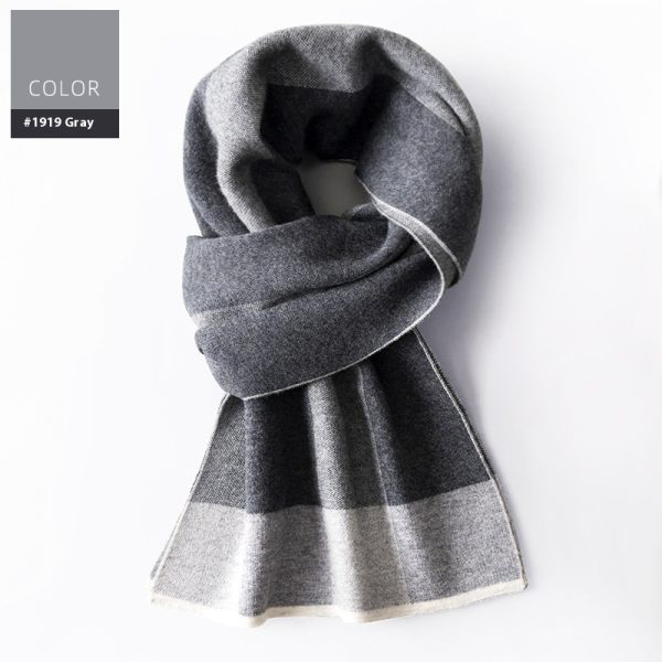 Wool Scarf Men's Winter Plaid Double-sided Scarf - Image 9