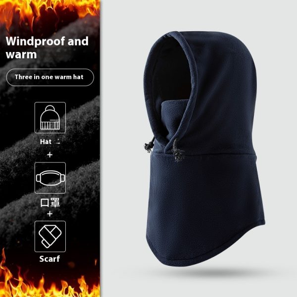 Scarf Solid Color Simple Three-in-one Windproof Neck Protection Cap - Image 6