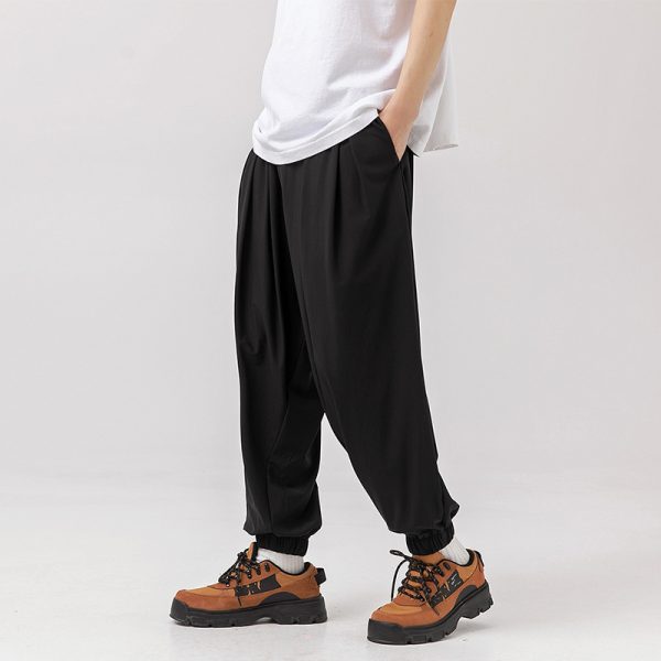 Trendy Ice-feeling Draping Effect Laced Pants - Image 4