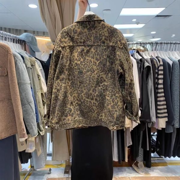 European Goods Street Leopard Print Denim Coat - Image 2