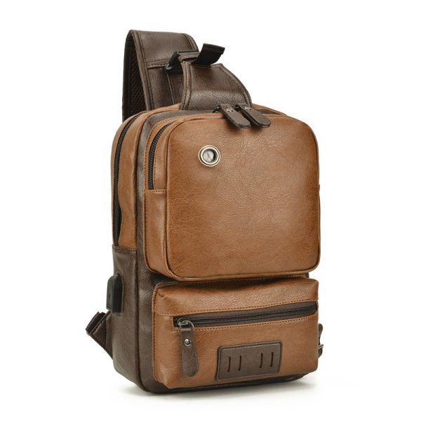 Men's PU Fashion Chest Large Capacity Shoulder Messenger Bag - Image 3