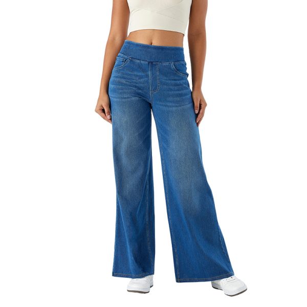 Women's High Waist Slimming Multi-pocket Straight Loose Wide-leg Jeans - Image 2