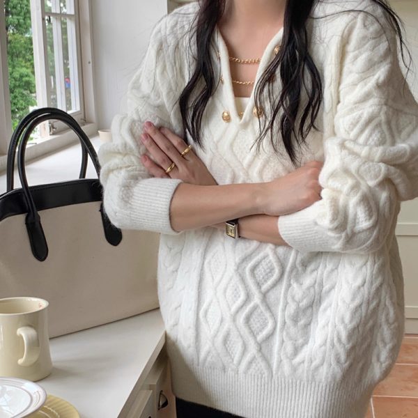 Gentle Elegant Pullover Knitted Top Loose - Image 4
