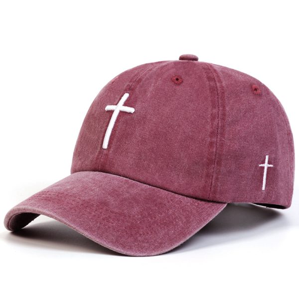Four Seasons Embroidered Cross Casual Versatile Sun Hat - Image 3