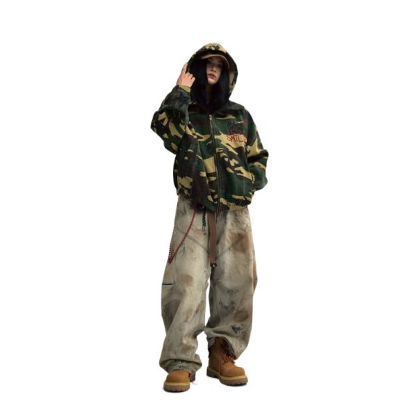 American High Street Retro Washed Tie-dye Worn Jeans - Image 5