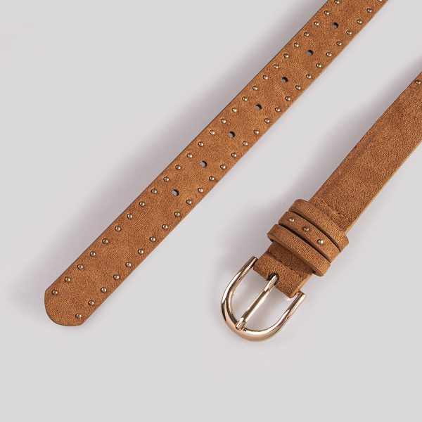 Suede Rivet Western Style Belt Simple Pin Buckle Female Claw Nail - Image 3