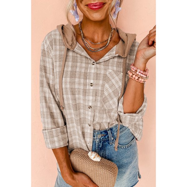 European And American Leisure Printed Checks Hooded Shirt Jacket - Image 5