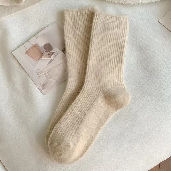 Pure Color All-matching Thickened Thermal Middle Tube Wool Socks Children - Image 9