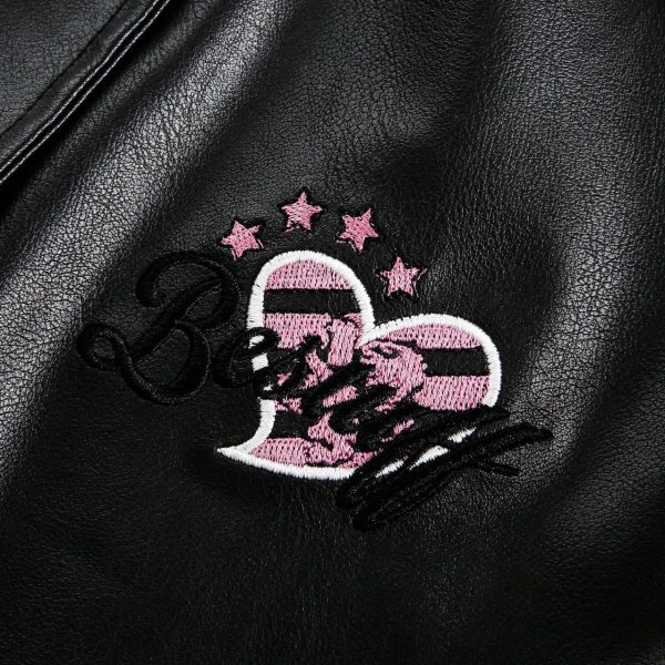 Women's Street Black Lace Love Number Embroidered Lapel Jacket - Image 4