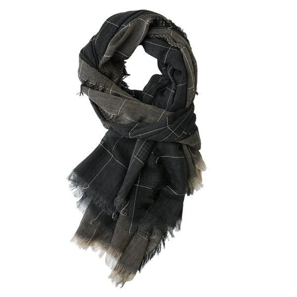 Winter Dual-color Patchwork Plaid Tassel Large Size Scarf - Image 2