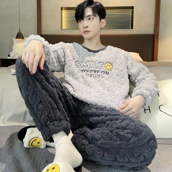 Men's FallWinter Thickened Coral Velvet Pajamas Suit - Image 3