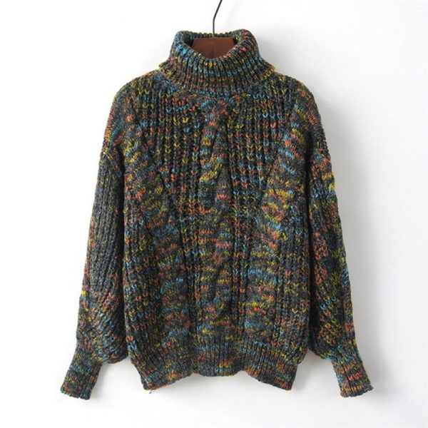 National Style Retro Pullover Thick Turtleneck Loose Women's Knitwear - Image 6