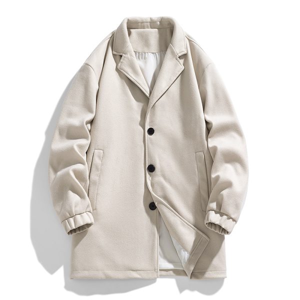 New Men's Casual Loose Mid-length Woolen Trench Coat - Image 8