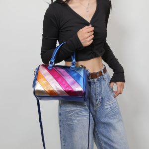 Color Contrast Patchwork Large Capacity Handbag