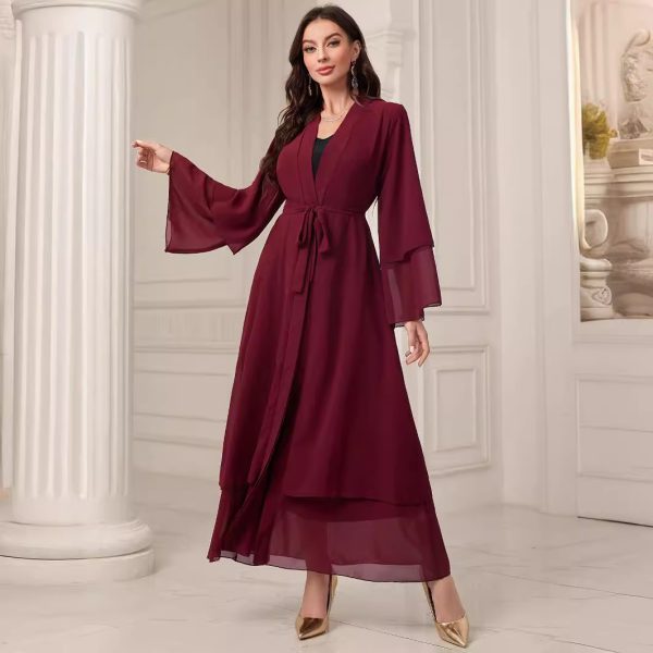 Middle East Solid Color Chiffon Plus Size Women's Gauze Robe - Image 2