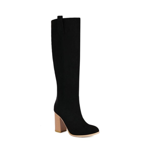 Long Boots Female Suede Chunky Heel Round Toe - Image 6