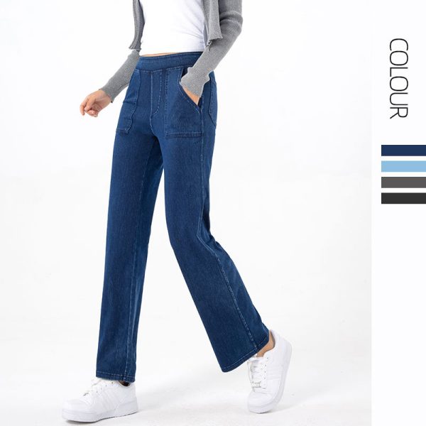 Cargo Jeans Women's Retro High Waist Straight Wide Leg - Image 3