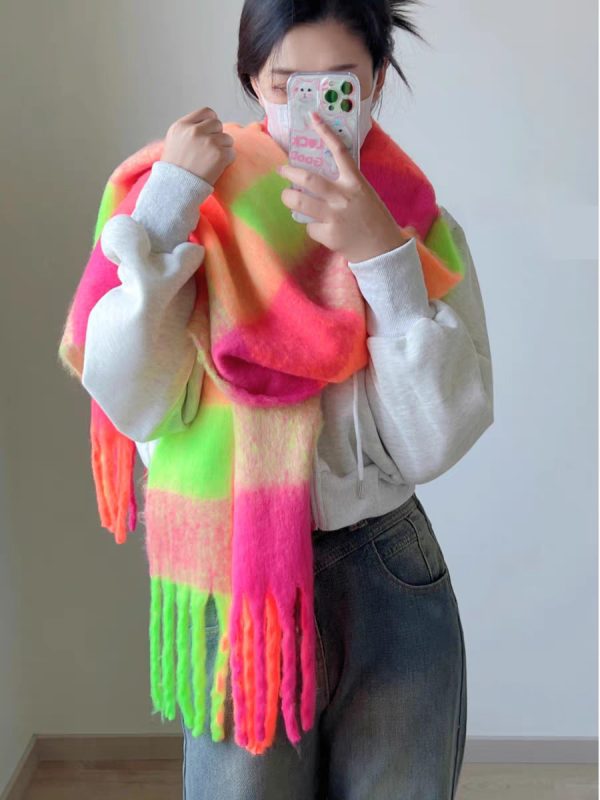 Dopamine Street Product Plaid Scarf Color Thickened - Image 6