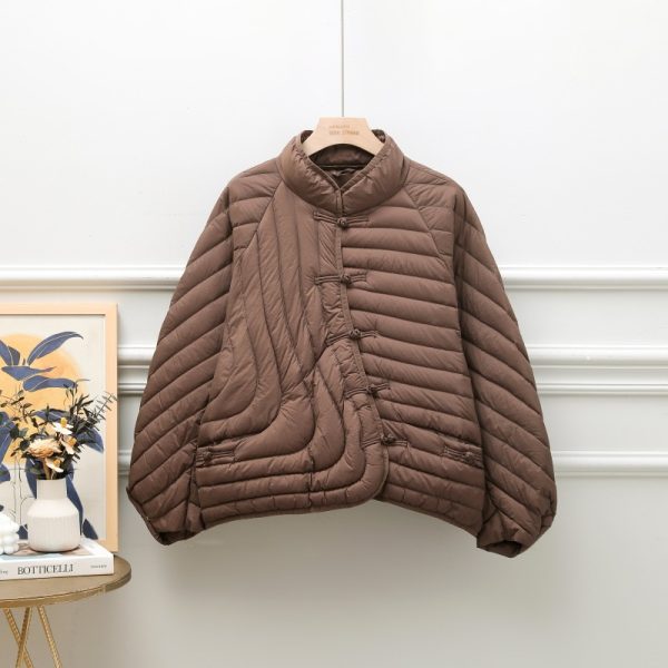 Autumn And Winter Ethnic Style Buckle White Duck Down Coat - Image 8