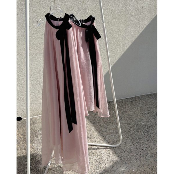 All-matching Collar Halter Sleeveless Long Below The Knee Dress - Image 4