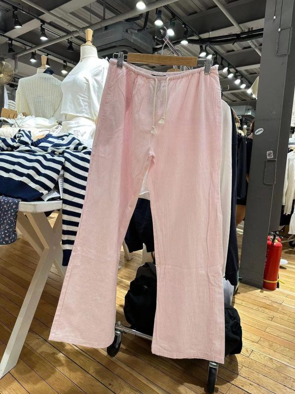 American Vintage Stripe Tied Elastic Waist Sports Pants - Image 8