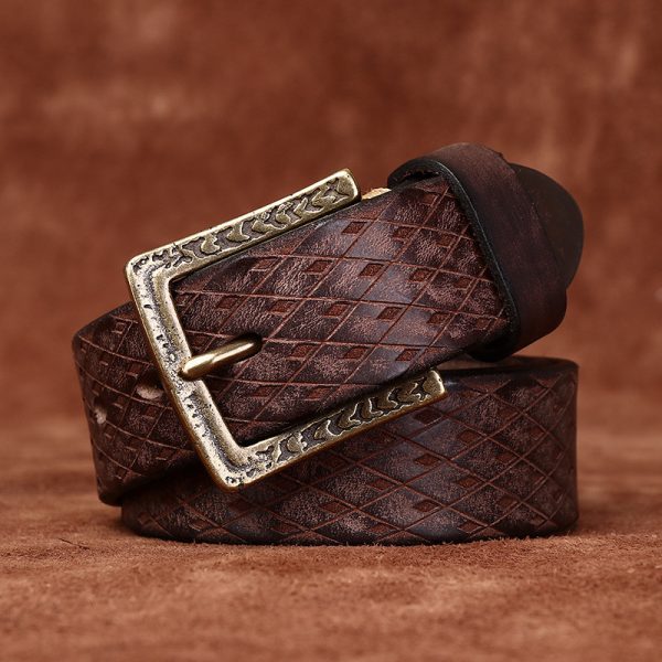 Original Diamond Carved Men's Denim Belt - Image 2